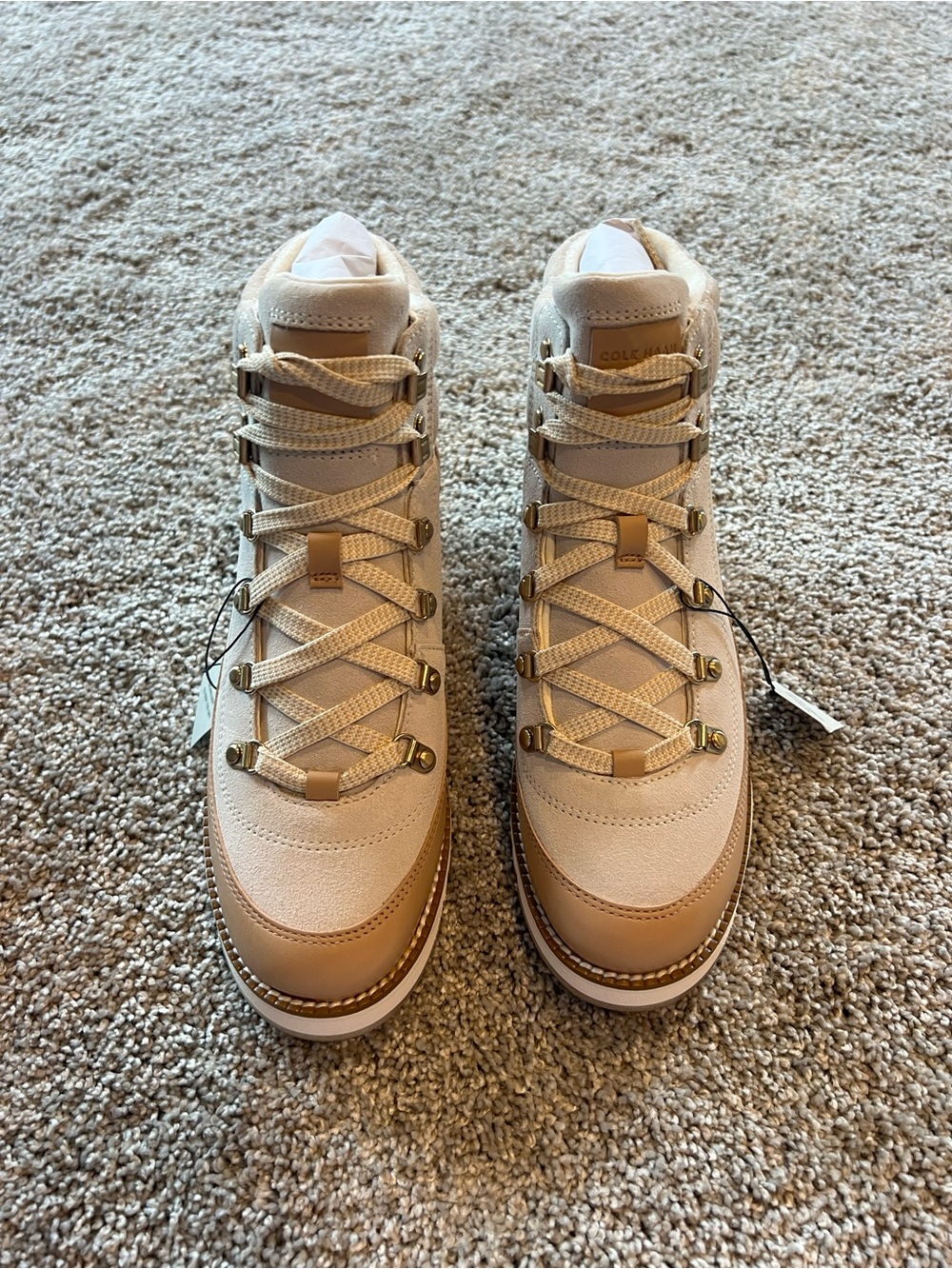 Cole Haan Women's Beige and Tan Lace-Up Hiking Boots